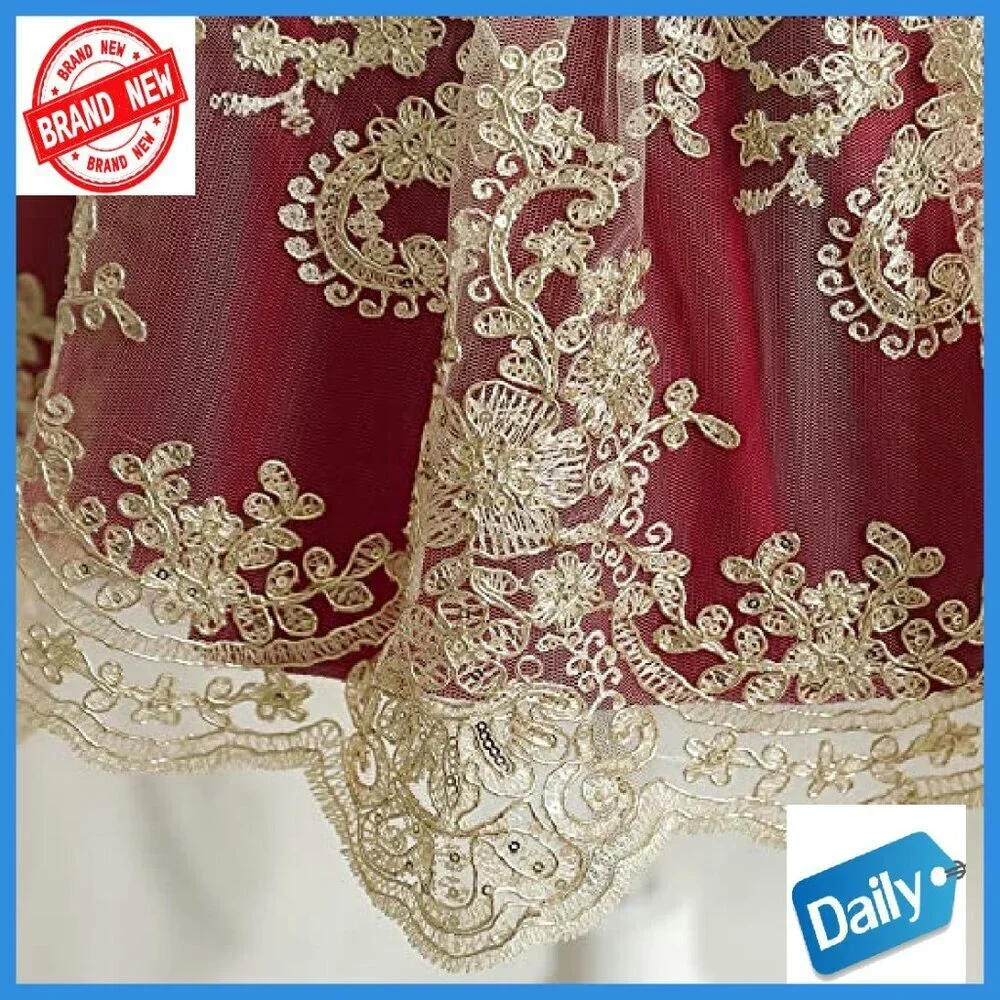 Baby Girl Tutu Dress Princess Lace Embroidery Wedding Party Gown 6-12 Months